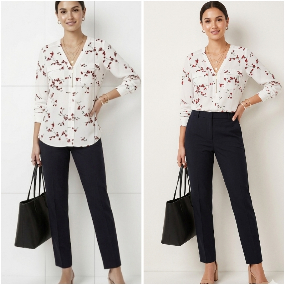 Express White Red Floral Blouse Women's Size M